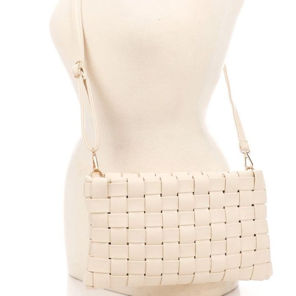 Faux Leather Woven Clutch - Picture 2 of 6